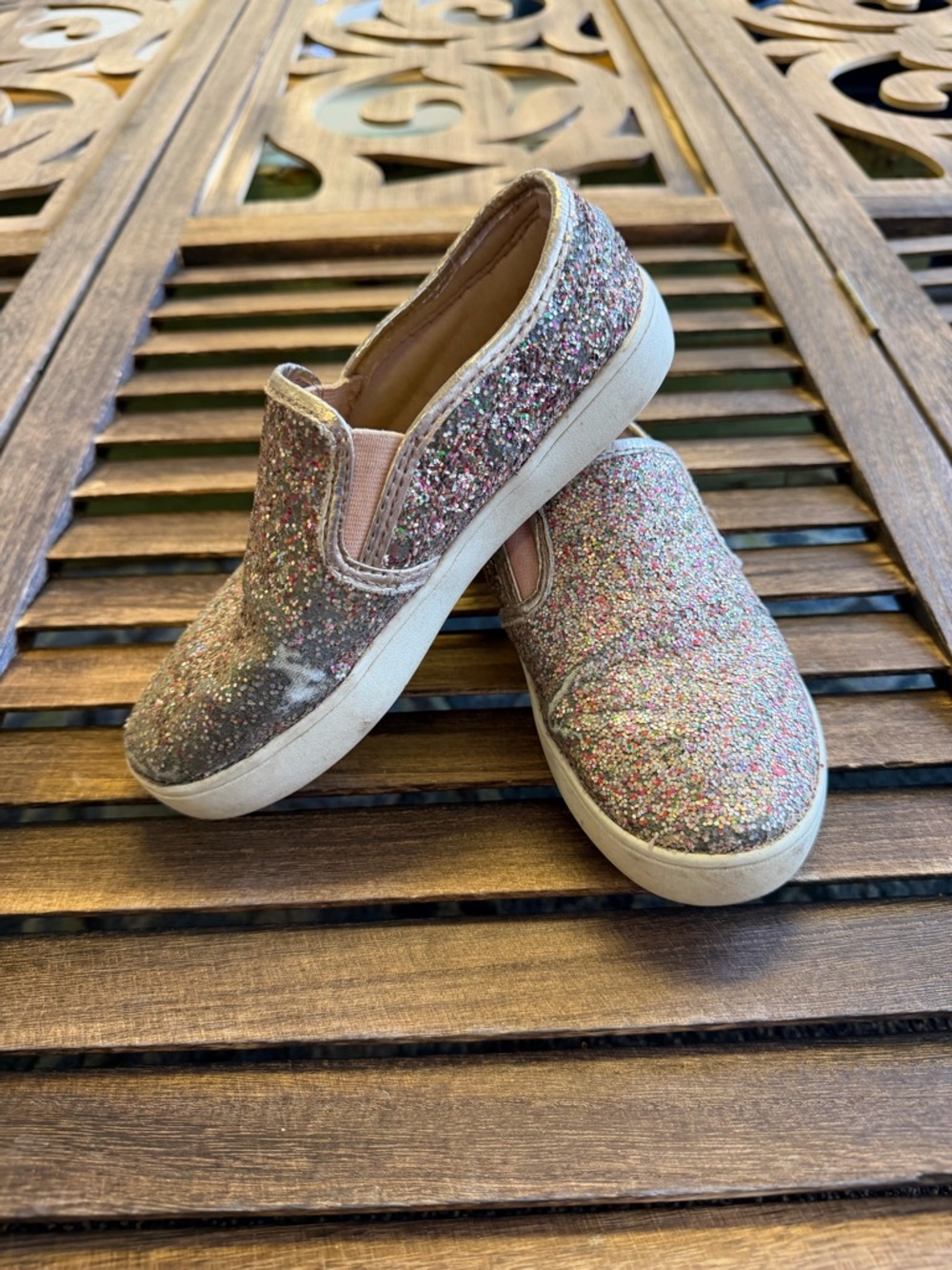 Carter's Girls' Glitter Slip-On Sneakers - Pink Multicolor Glitter Size 13